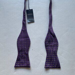 NEW- Daniel Cremieux Bowtie Bow Tie Adjustable Silk - Purple Polka Dot - A202